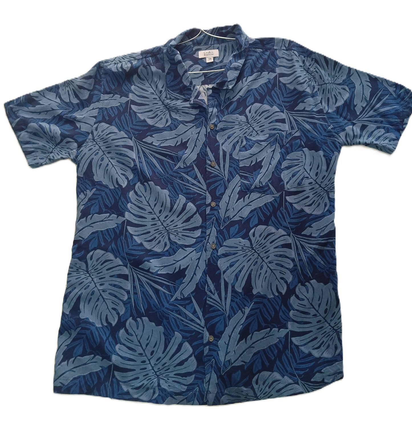 Blue Tonal Leaf Print Shirt