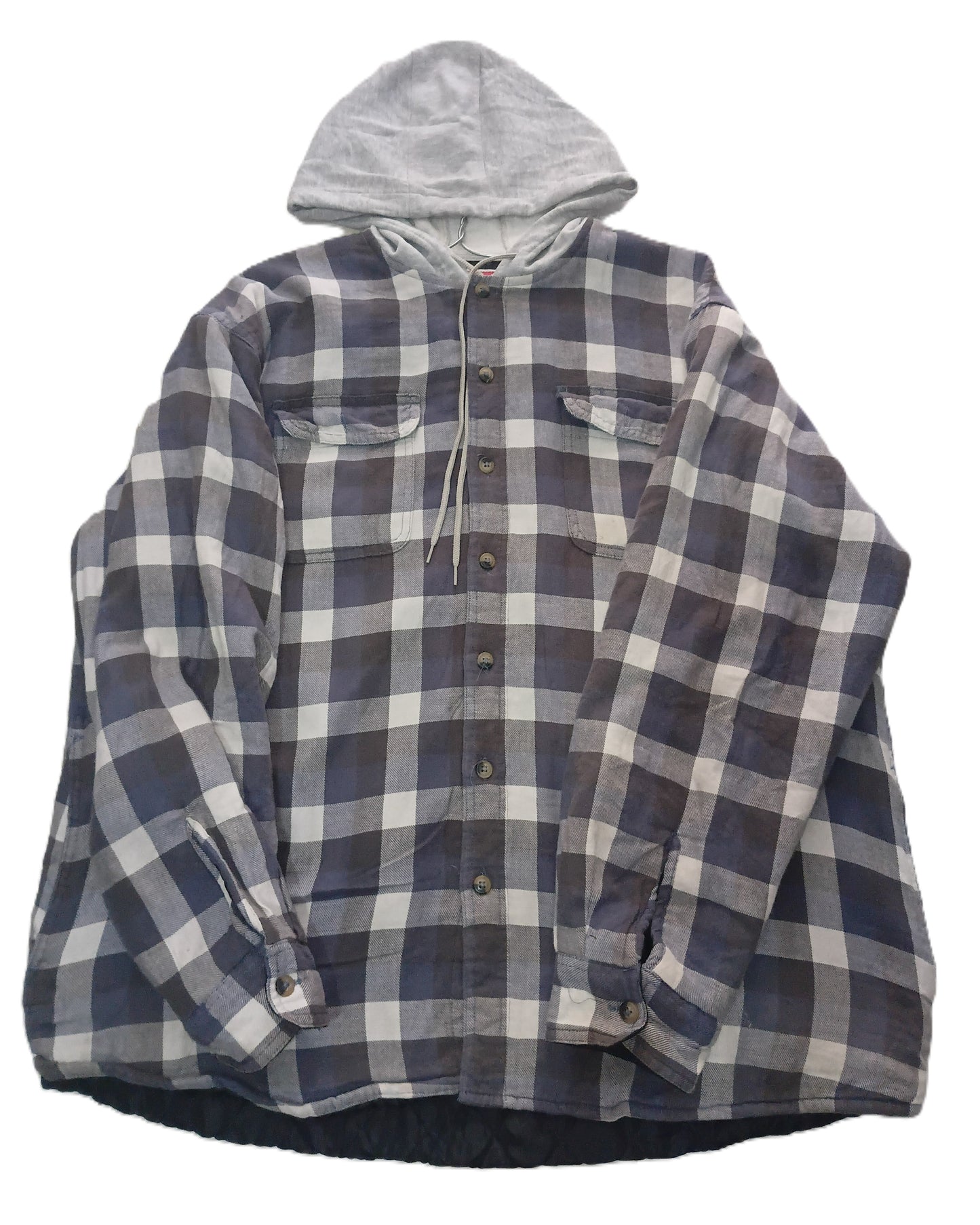 Grey Buffalo Check Hooded Flannel Shacket