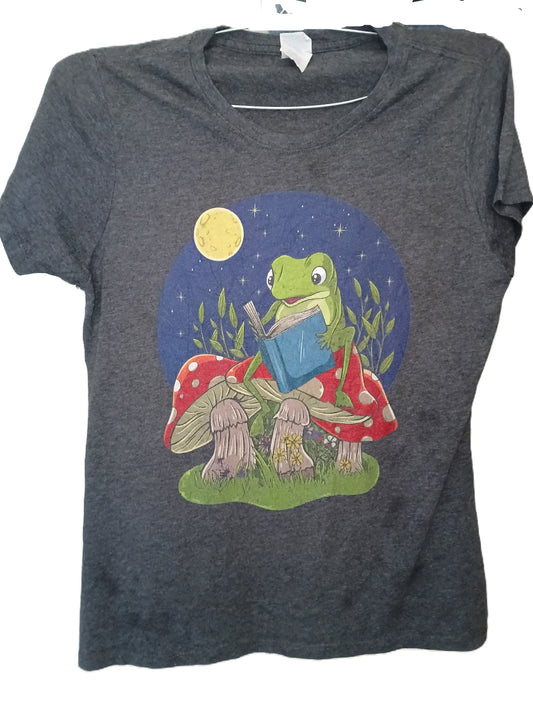 Moonlit Frog Reading Graphic Tee