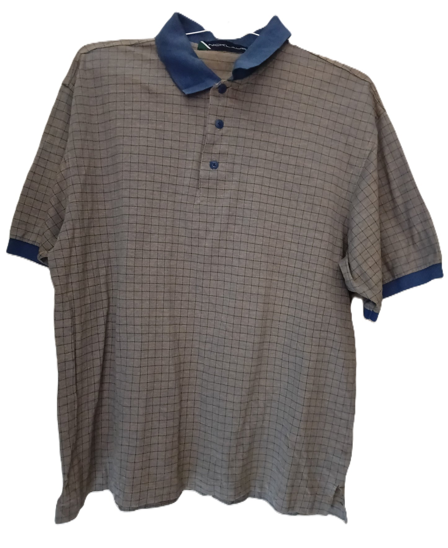 Nicklaus Checkered Polo — Tan & Navy
