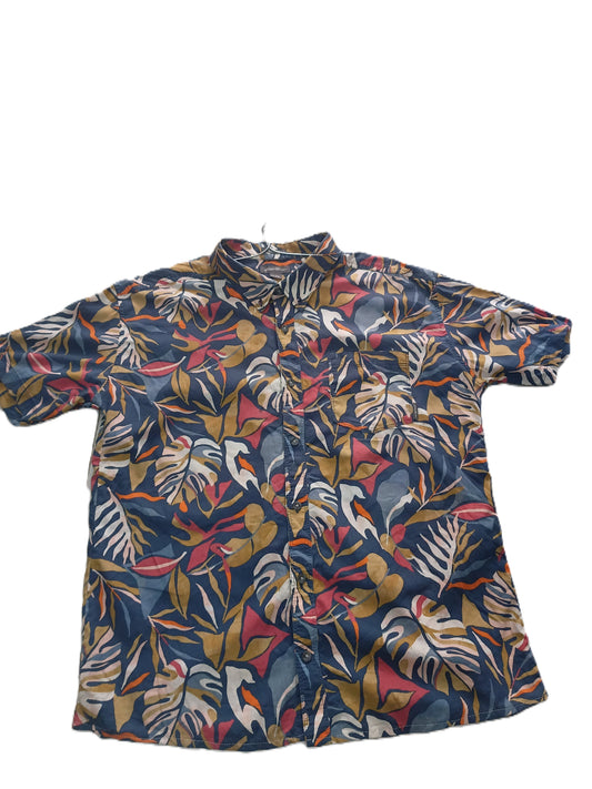 Navy Multi-Leaf Tropical Shirt
