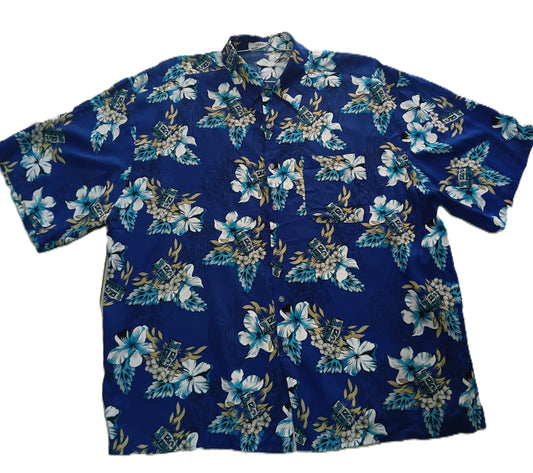 Blue Hibiscus Floral Shirt