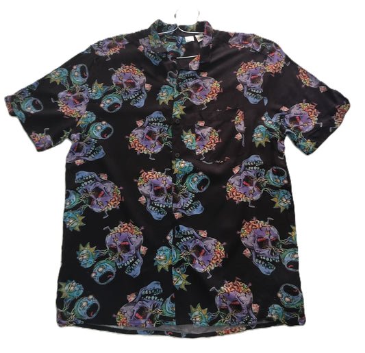 Rick & Morty Skull All-Over Print Short Sleeve Shirt