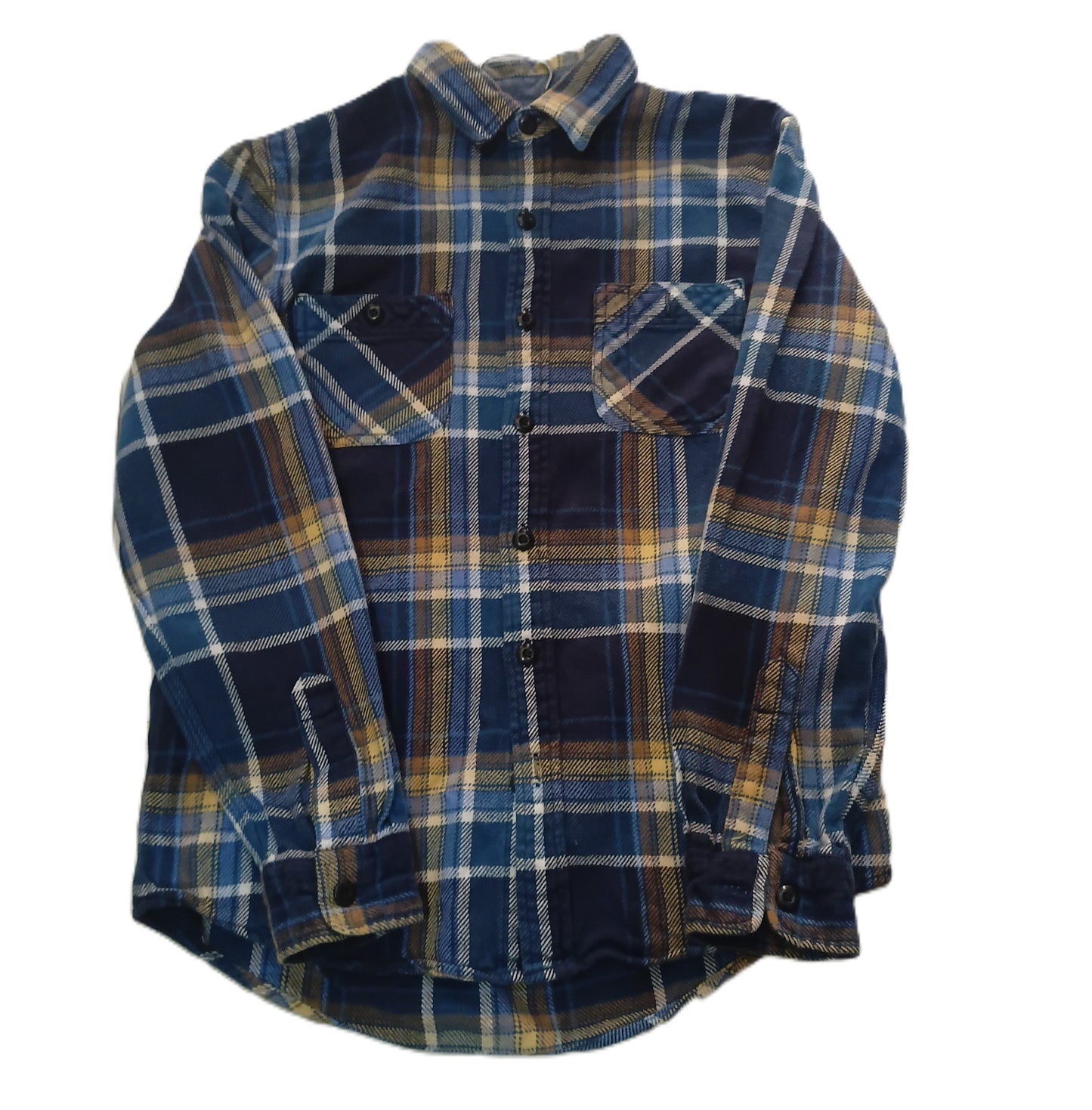 Navy Plaid Flannel Overshirt