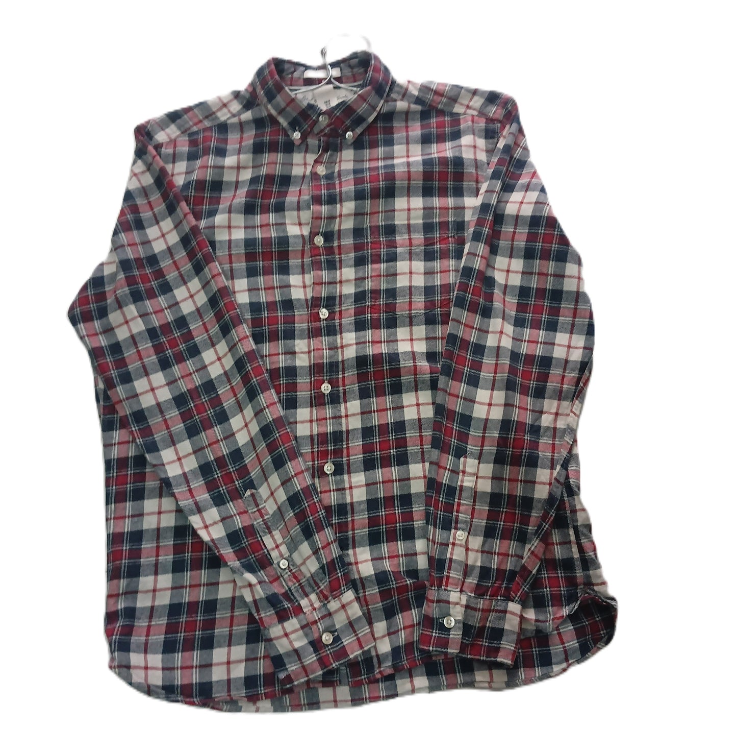 Red Navy Cream Plaid Button-Down  Overshirt