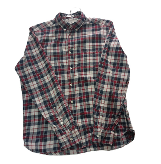 Red Navy Cream Plaid Button-Down  Overshirt