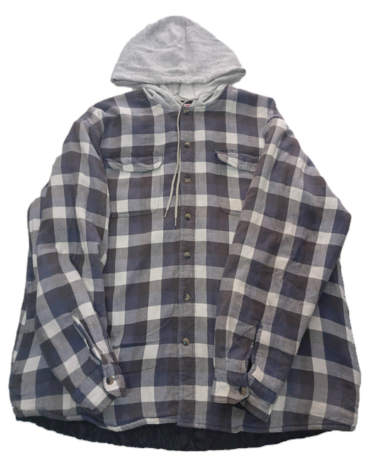 Grey Buffalo Check Hooded Flannel Shacket