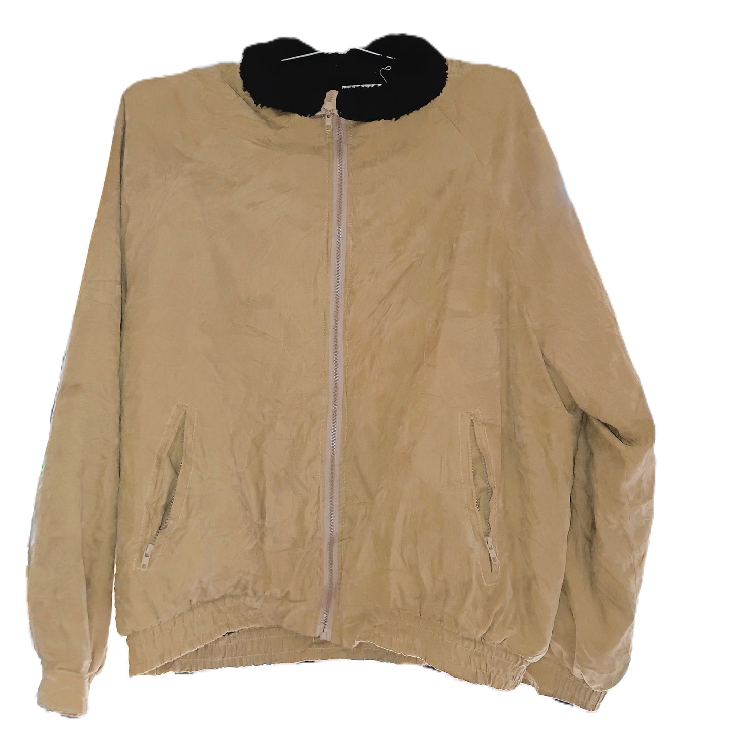 Tan Suede Bomber Jacket with Sherpa Collar