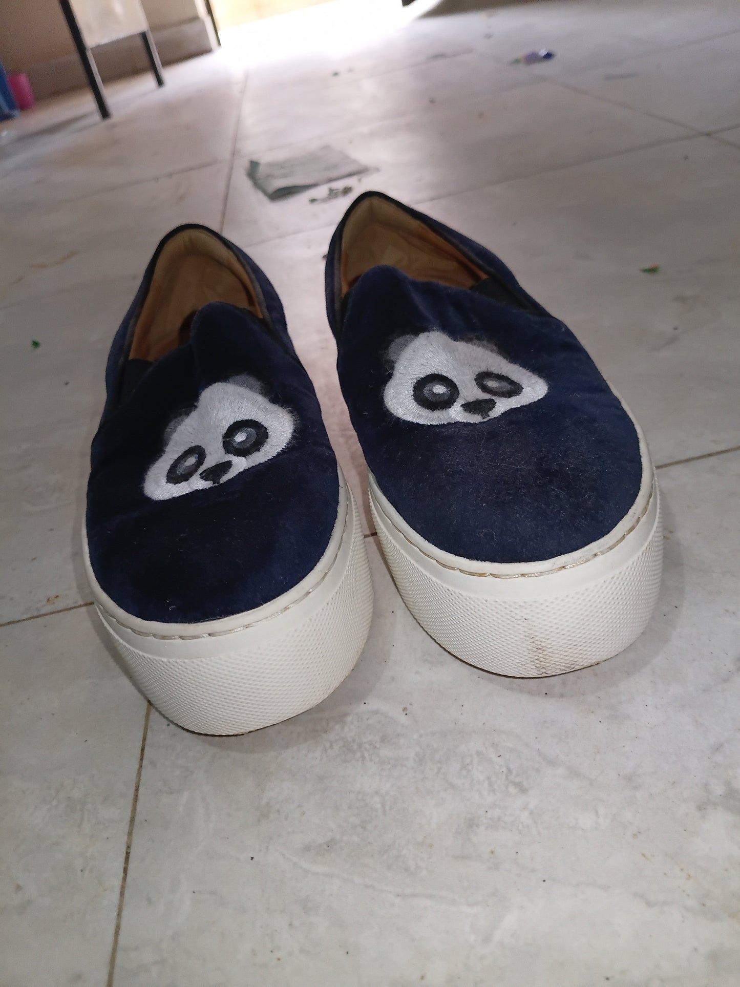 Navy Panda Slip-On Sneakers