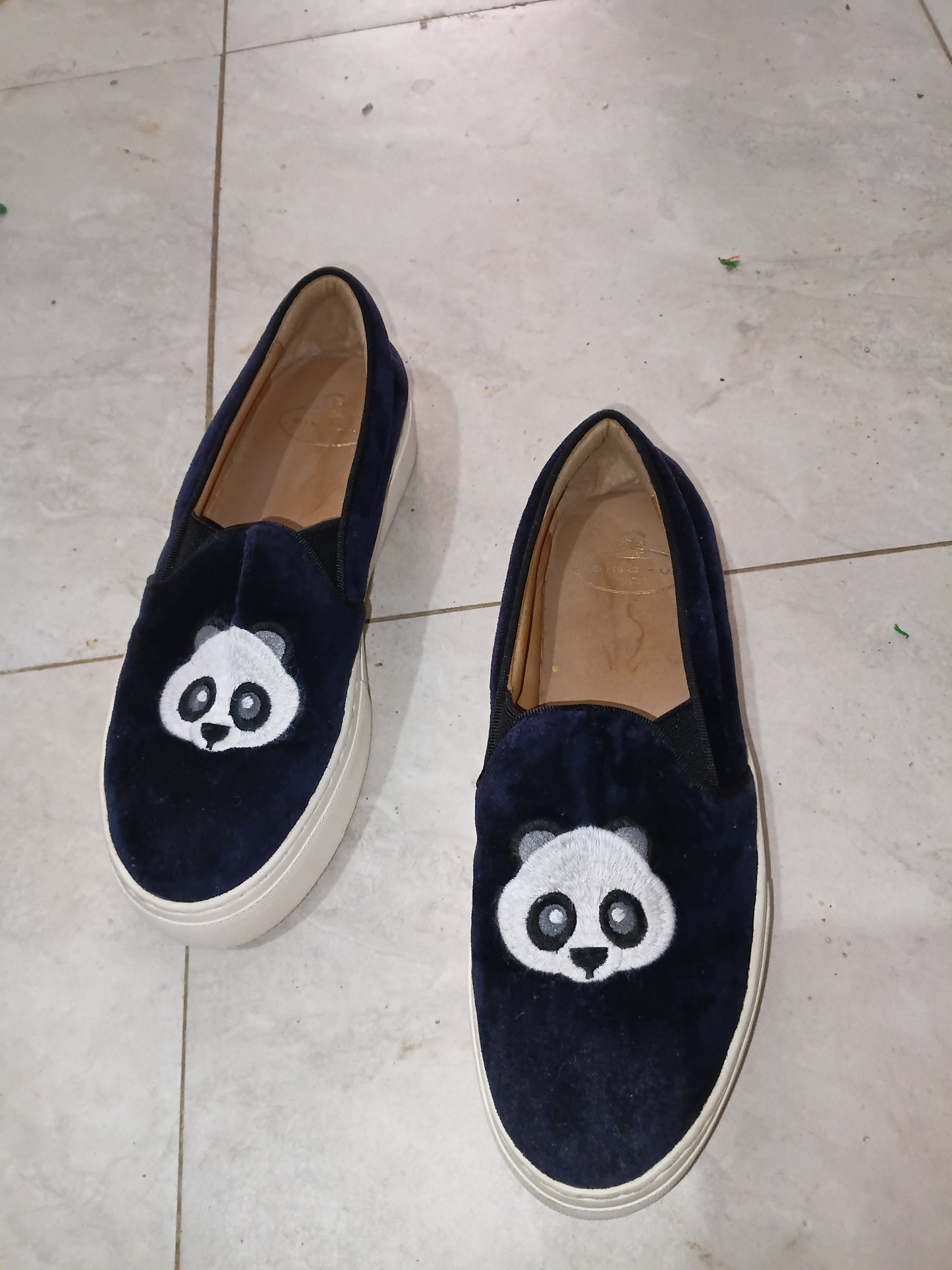 Navy Panda Slip-On Sneakers